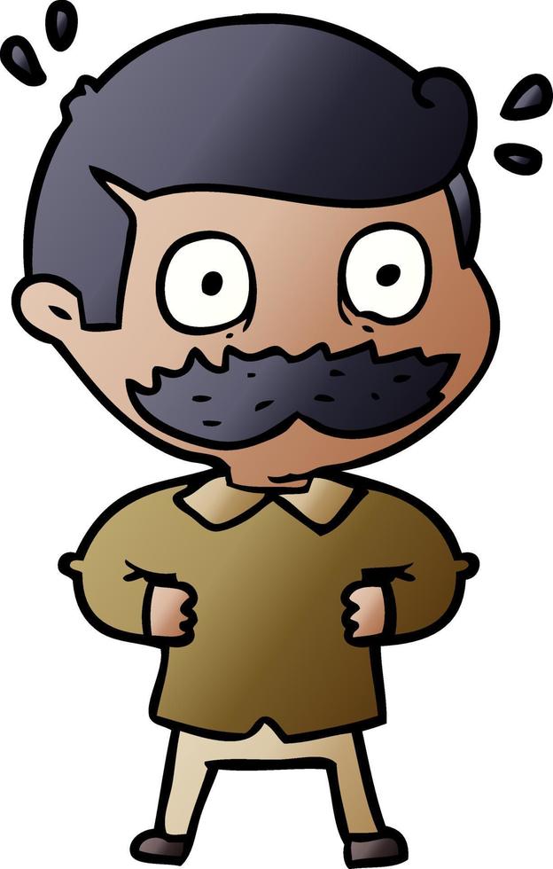 dessin animé, homme, à, moustache, choqué vecteur