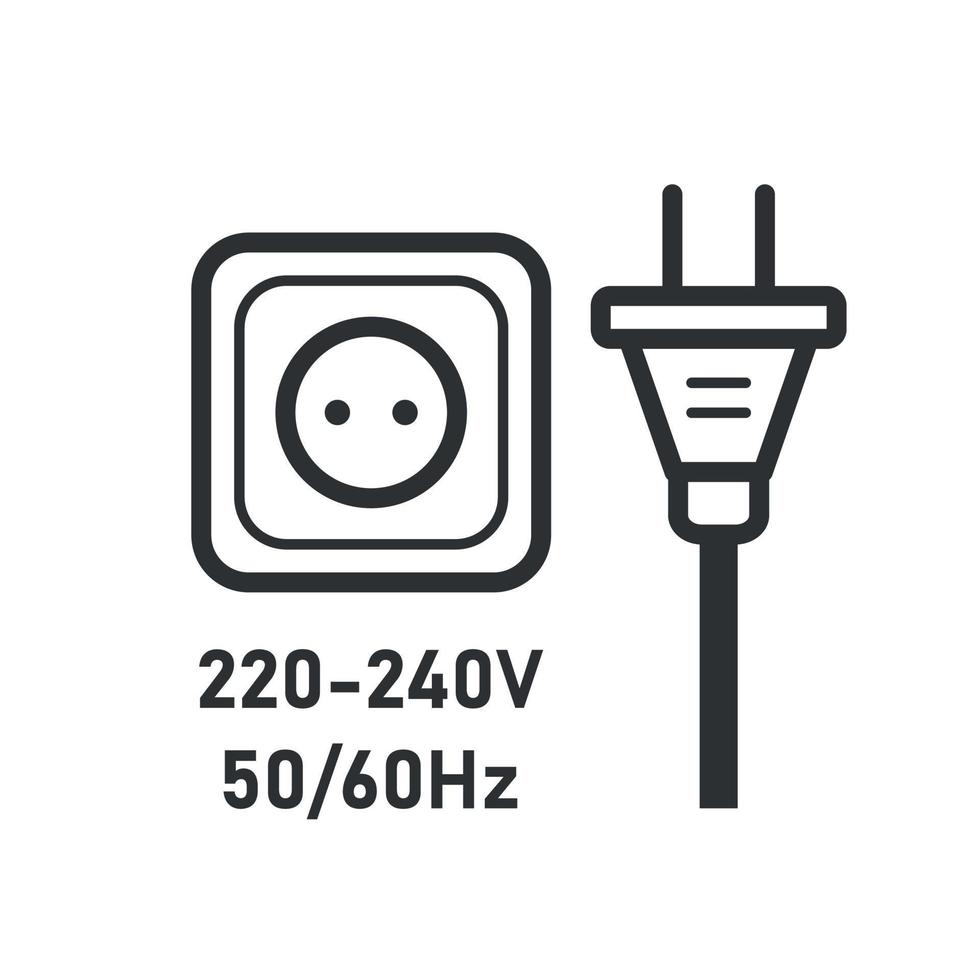 panneau d'information 220-240 volts. signe de prise et de prise. illustration vectorielle vecteur