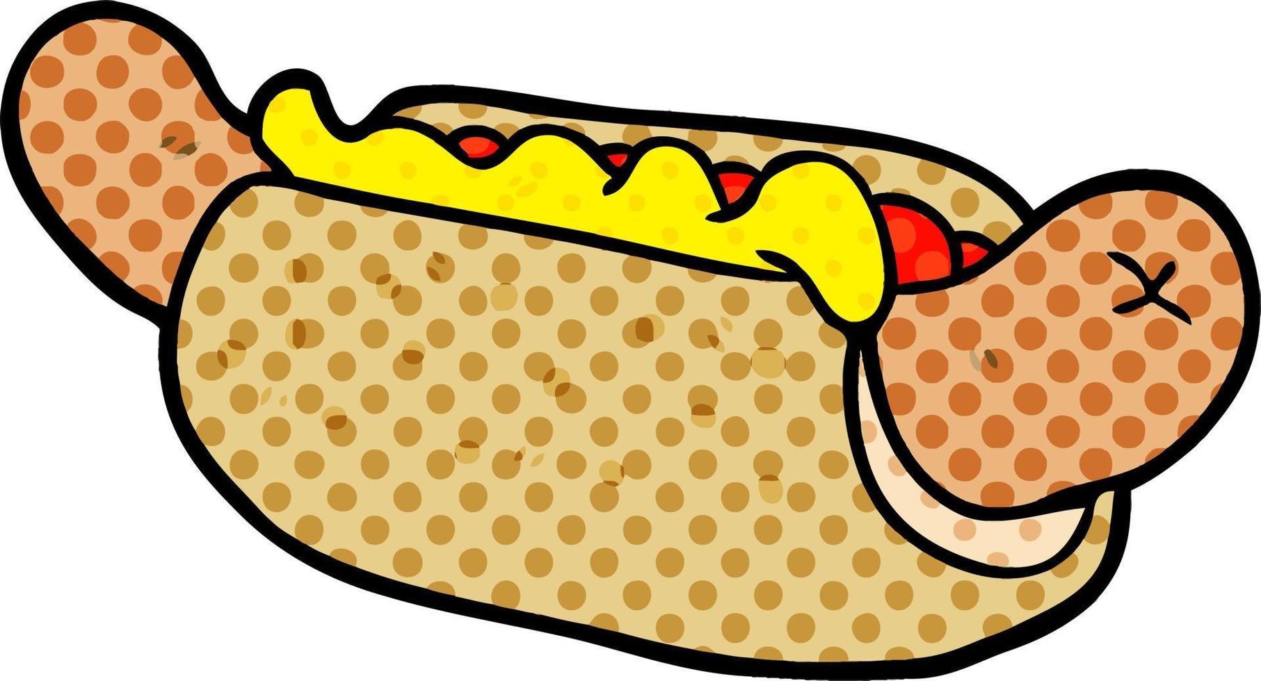 dessin animé frais savoureux hot-dog vecteur