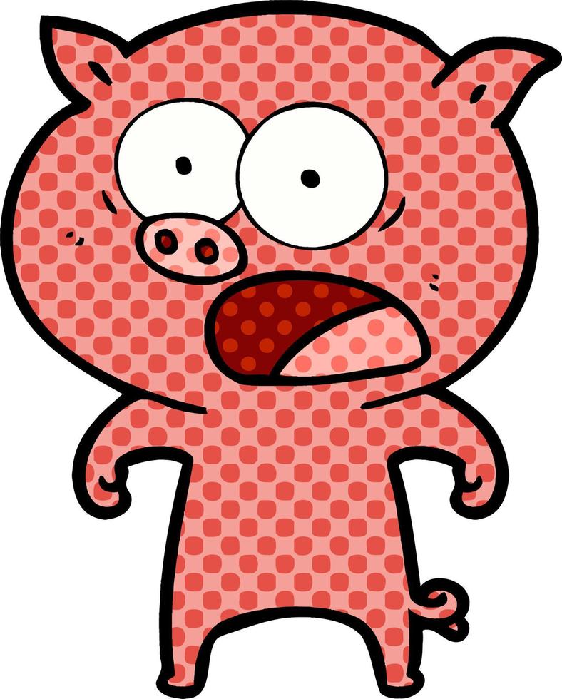 dessin animé cochon criant vecteur