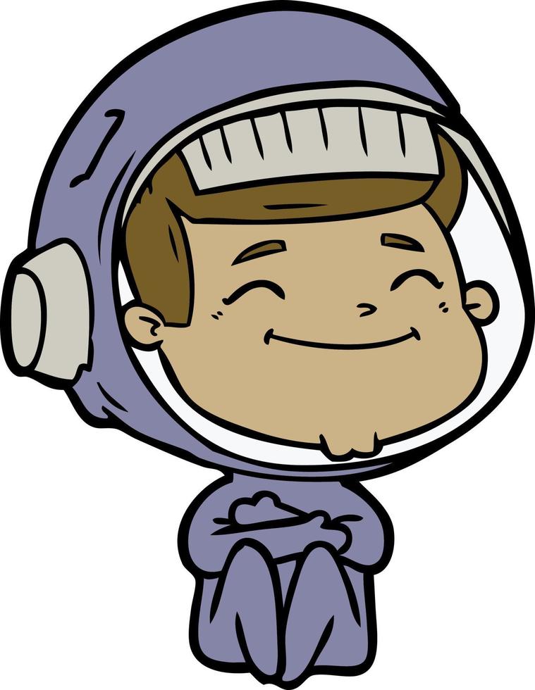 heureux, dessin animé, astronaute vecteur