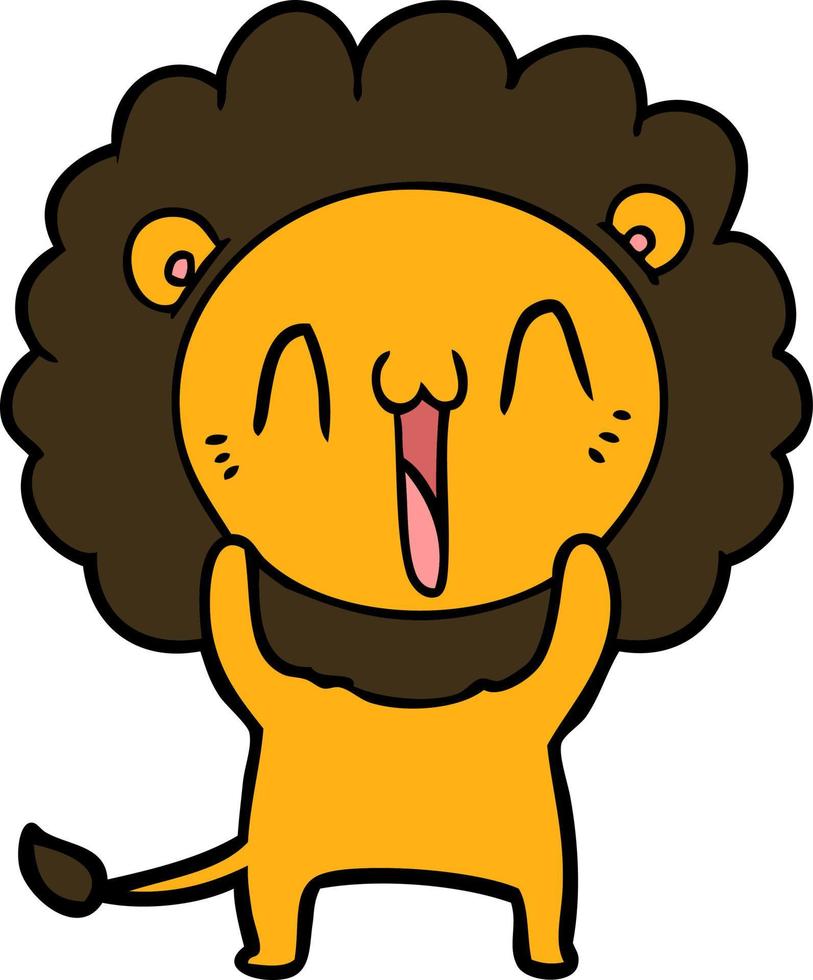 heureux, dessin animé, lion vecteur