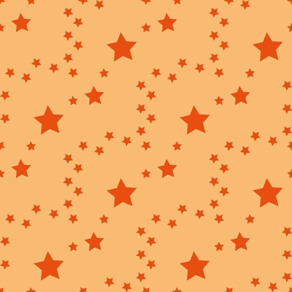 motif harmonieux d'étoiles orange vif sur fond orange clair. image vectorielle. vecteur
