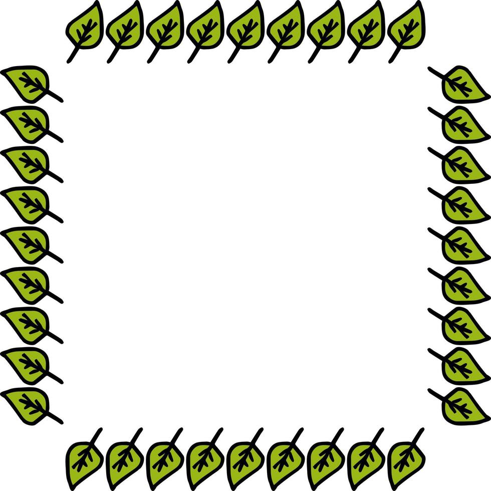 cadre carré avec de belles feuilles vertes positives sur fond blanc. image vectorielle. vecteur