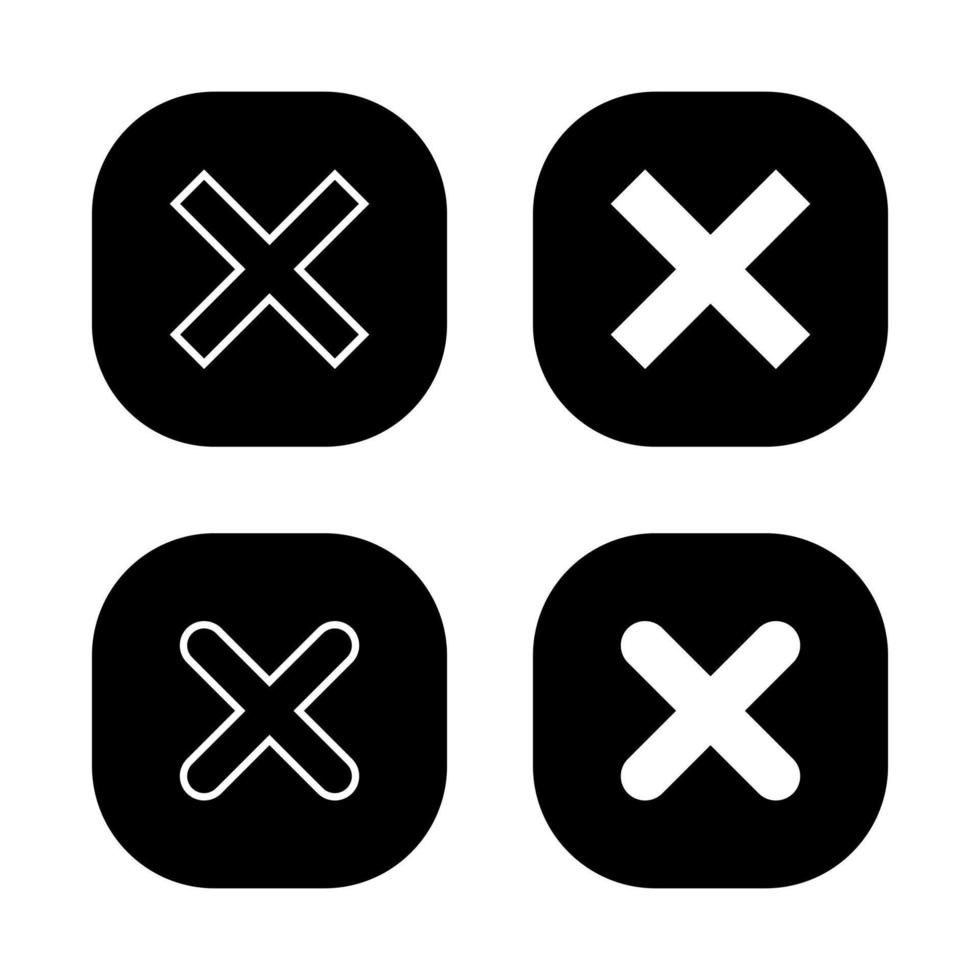 x, croix, vecteur d'icône de sortie isolé sur fond carré