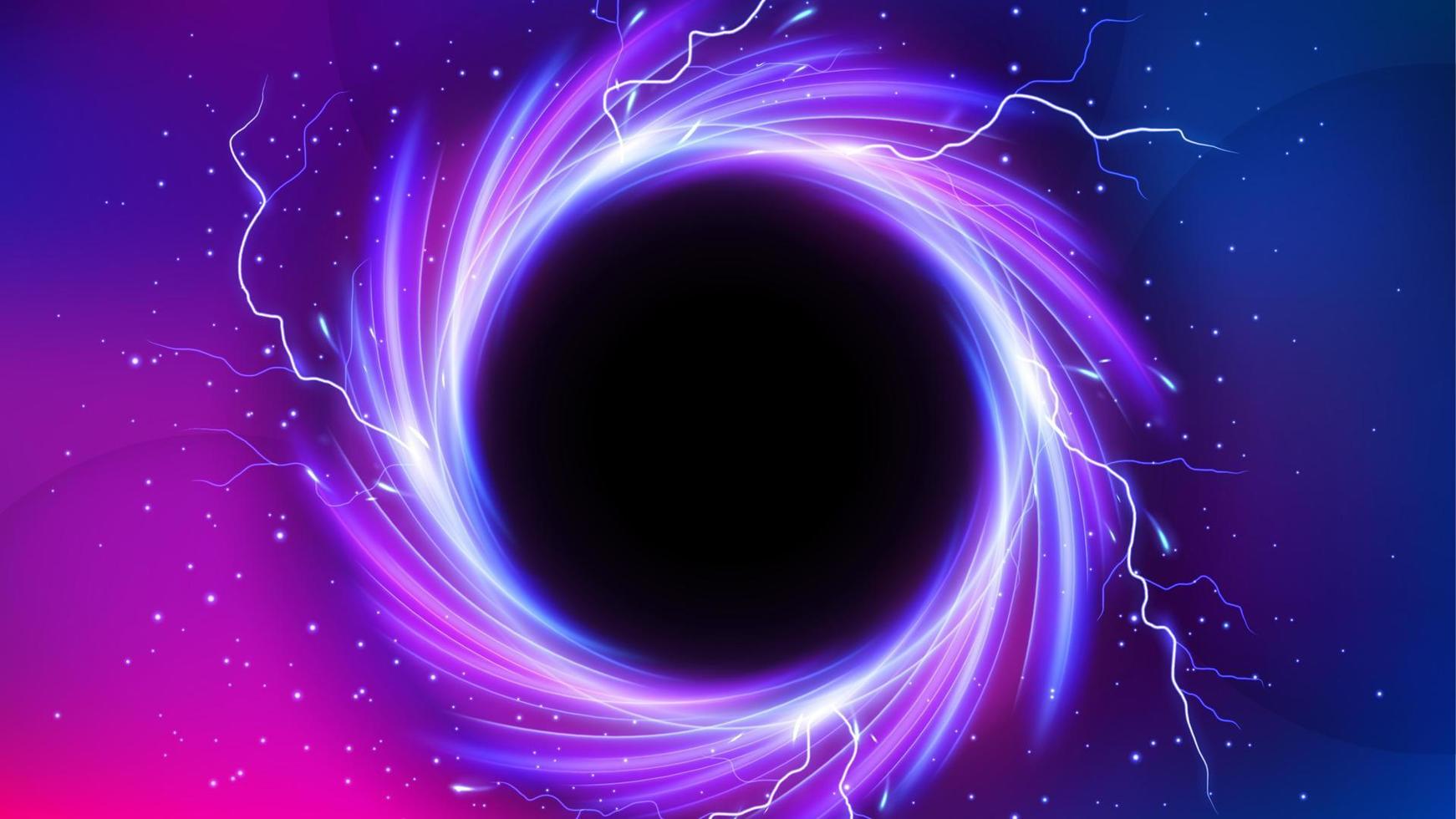 vortex de trou noir avec éclair à l'extérieur, fond de concept scientifique, illustration vectorielle grand écran vecteur