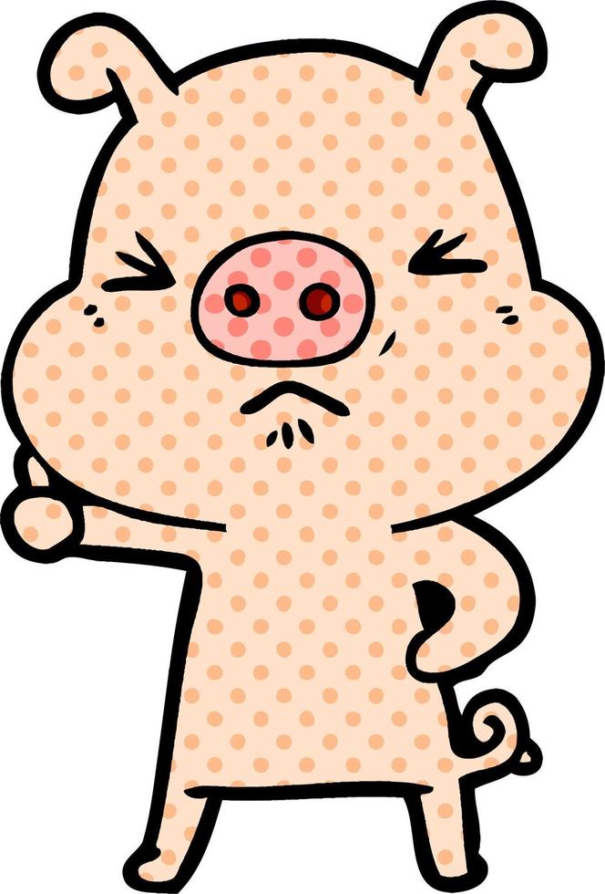 dessin animé cochon en colère vecteur