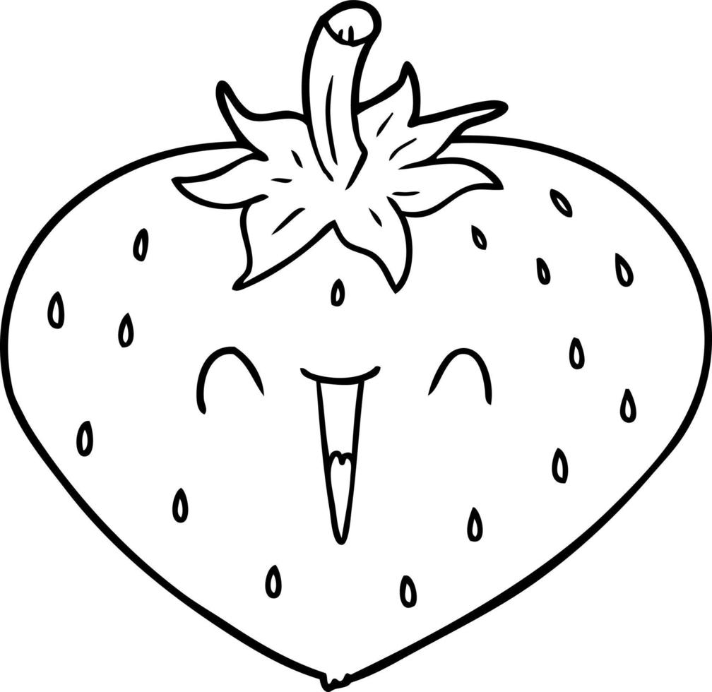 heureux, dessin animé, fraise vecteur