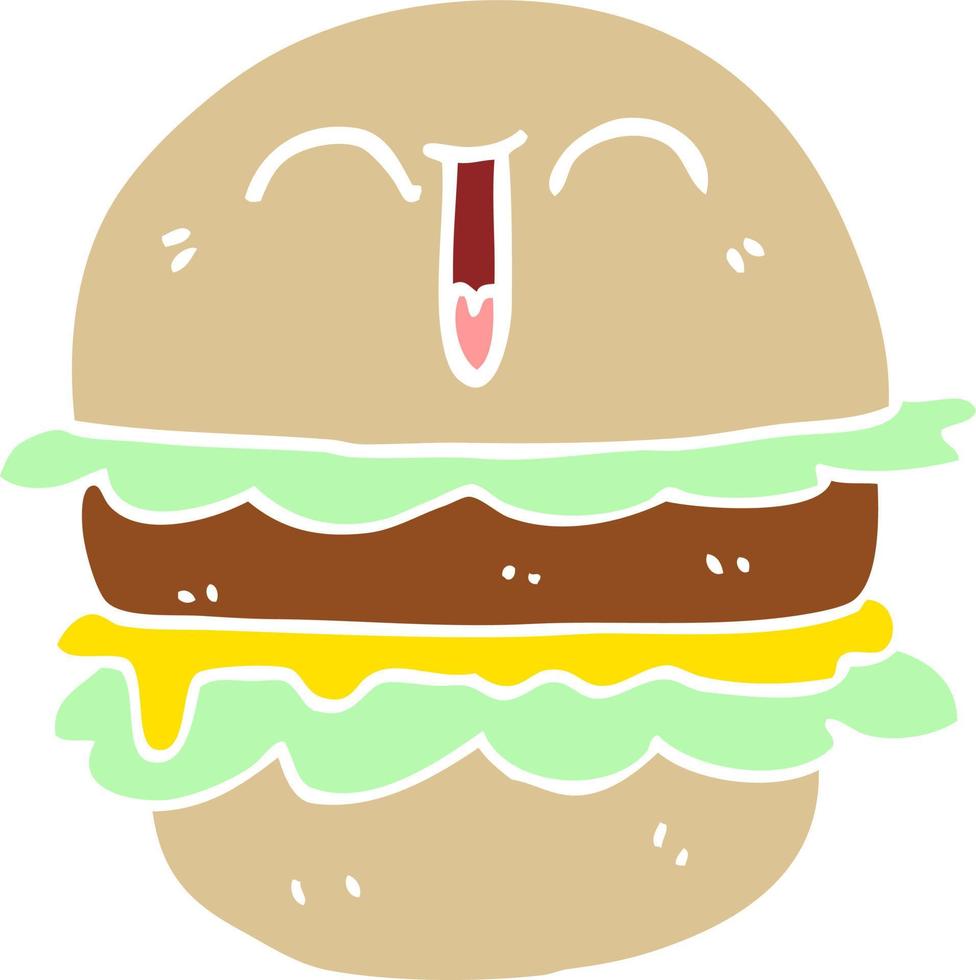 burger de dessin animé illustration couleur plate vecteur