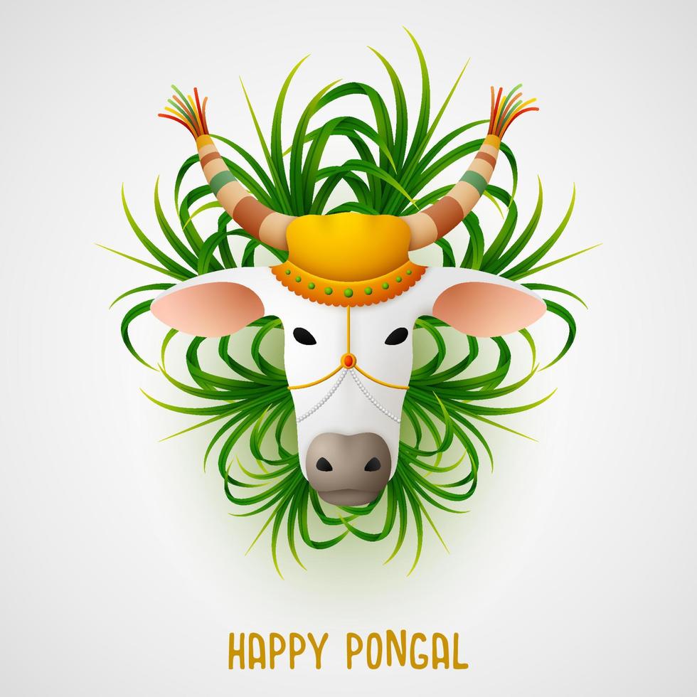 joyeux pongal avec vache décorée vecteur