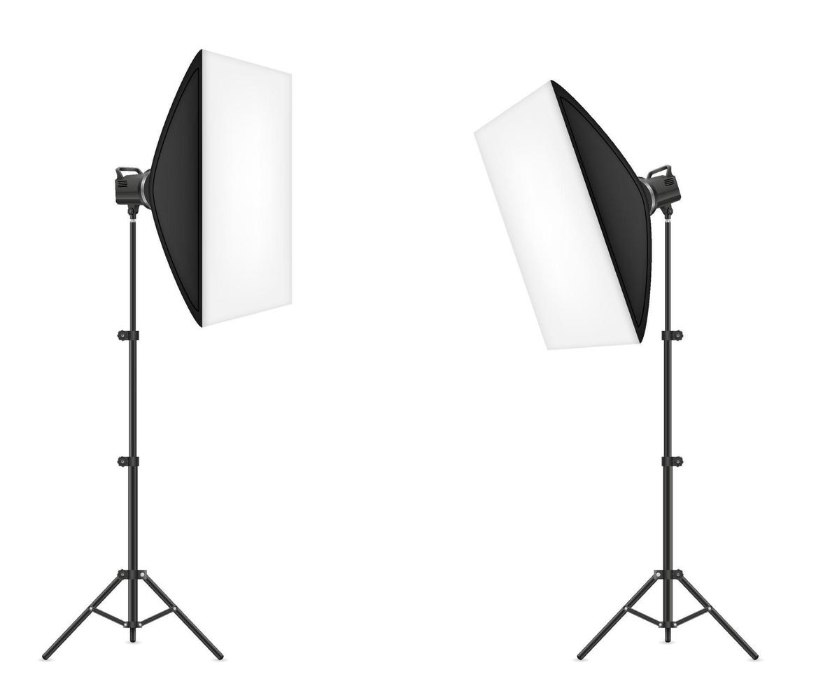 softbox avec flash sur trépied pour une illustration vectorielle de studio photo isolée sur fond blanc vecteur