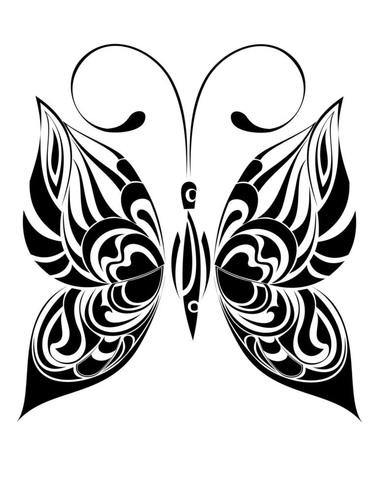 tatouage de papillon fantastique. papillon à motifs. vecteur