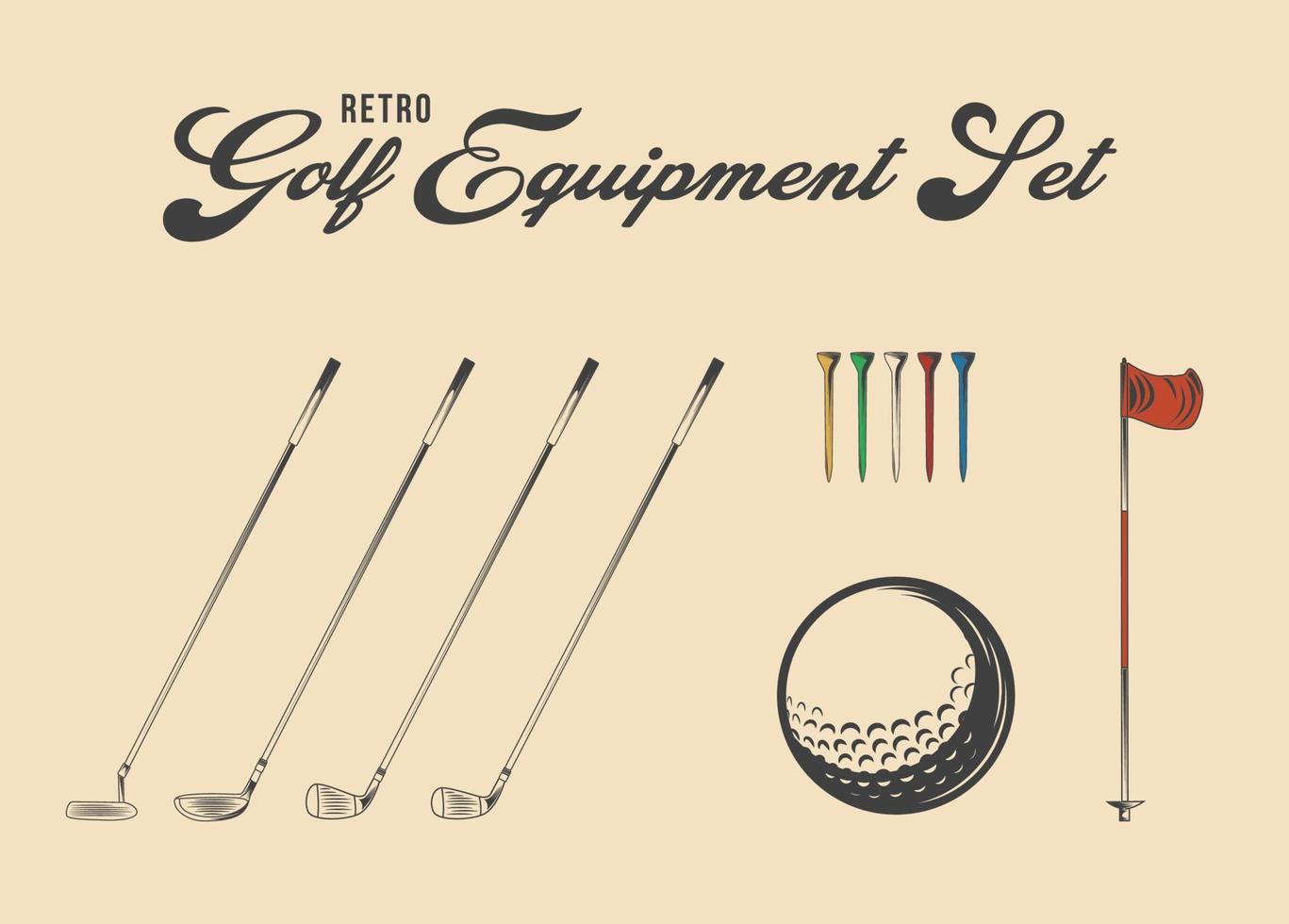 définir l'illustration vectorielle de l'équipement de golf, collection d'icônes de golf vecteur