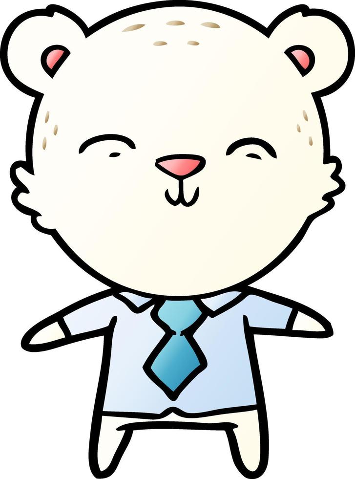 heureux, dessin animé, ours polaire, employé bureau vecteur