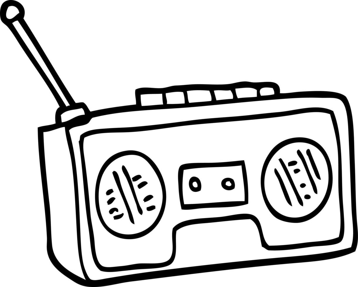 lecteur radio dessin animé noir et blanc vecteur