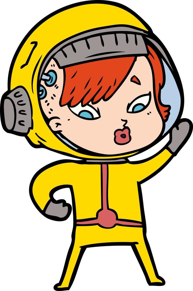 femme astronaute de dessin animé vecteur