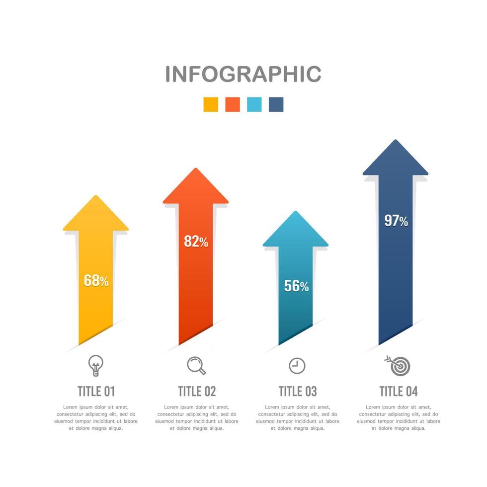 flèche infographique 4 options pour les présentations commerciales ou le marketing. vecteur