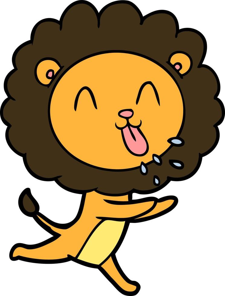 heureux, dessin animé, lion vecteur