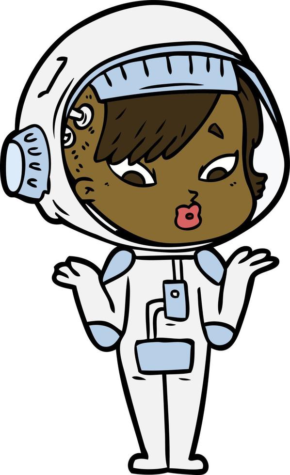 femme astronaute de dessin animé vecteur