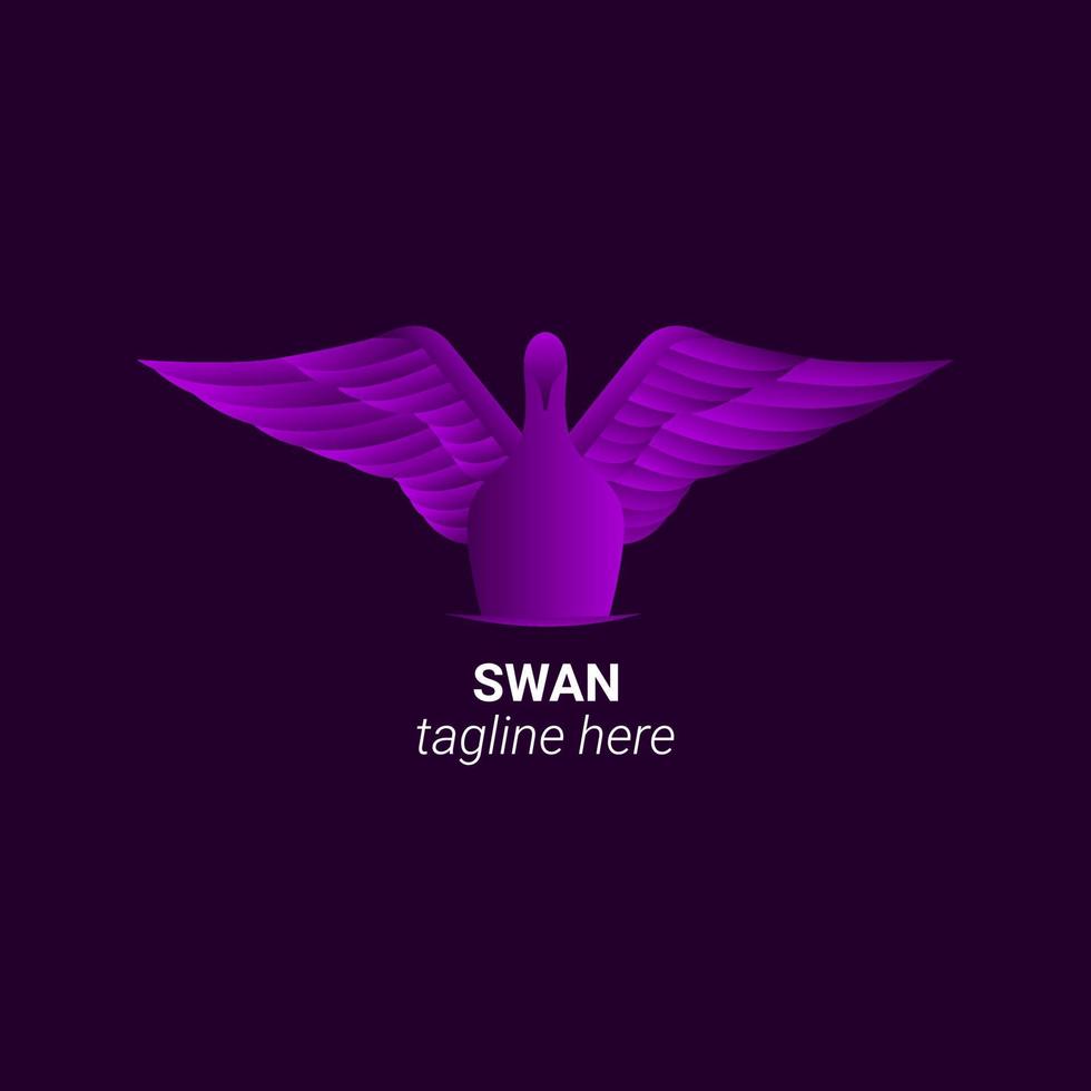 logo cygne élégant logo violet dégradé vecteur