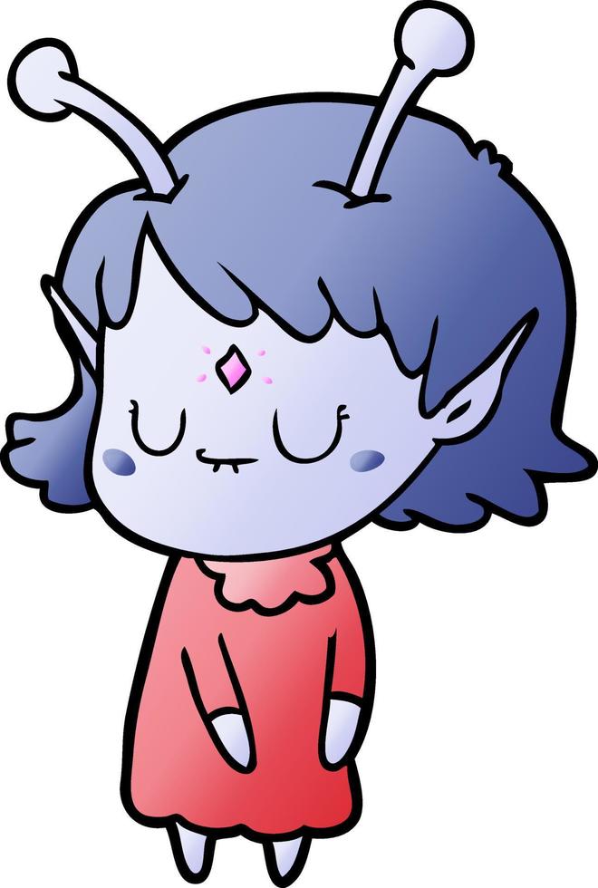 fille extraterrestre de dessin animé vecteur