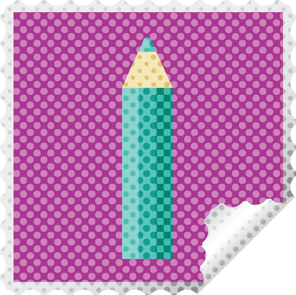 crayon de couleur vert graphique autocollant carré timbre vecteur