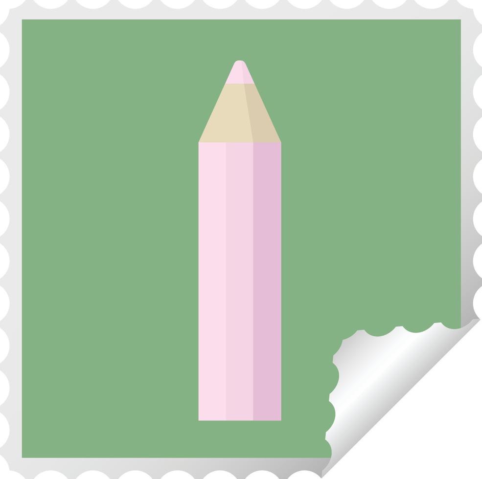 crayon de couleur rose graphique autocollant carré timbre vecteur