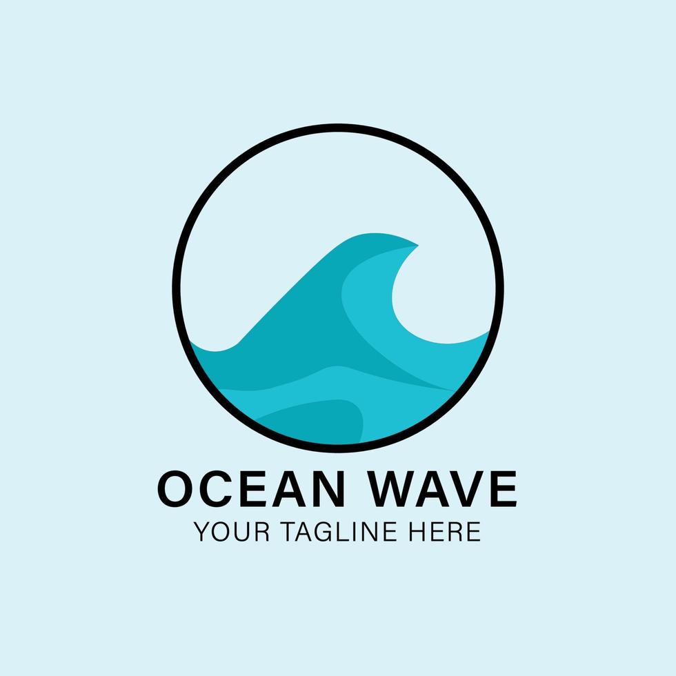 logo, icône et symbole vintage des vagues de l'océan, conception d'illustration vectorielle vecteur