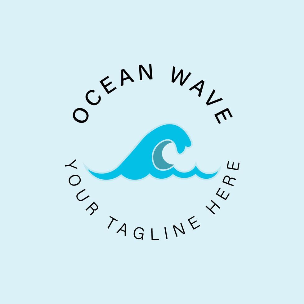 logo, icône et symbole vintage des vagues de l'océan, conception d'illustration vectorielle vecteur