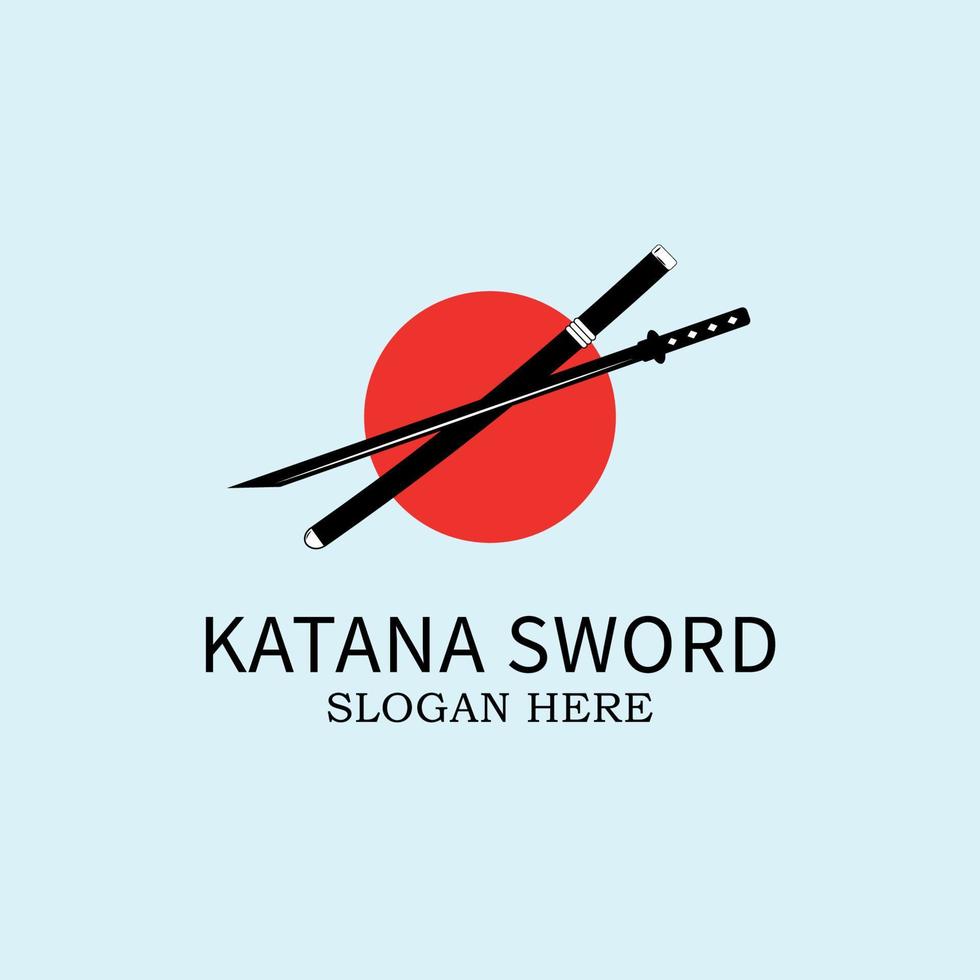 logo, icône et symbole d'art en ligne d'épée katana, conception d'illustration vectorielle vecteur
