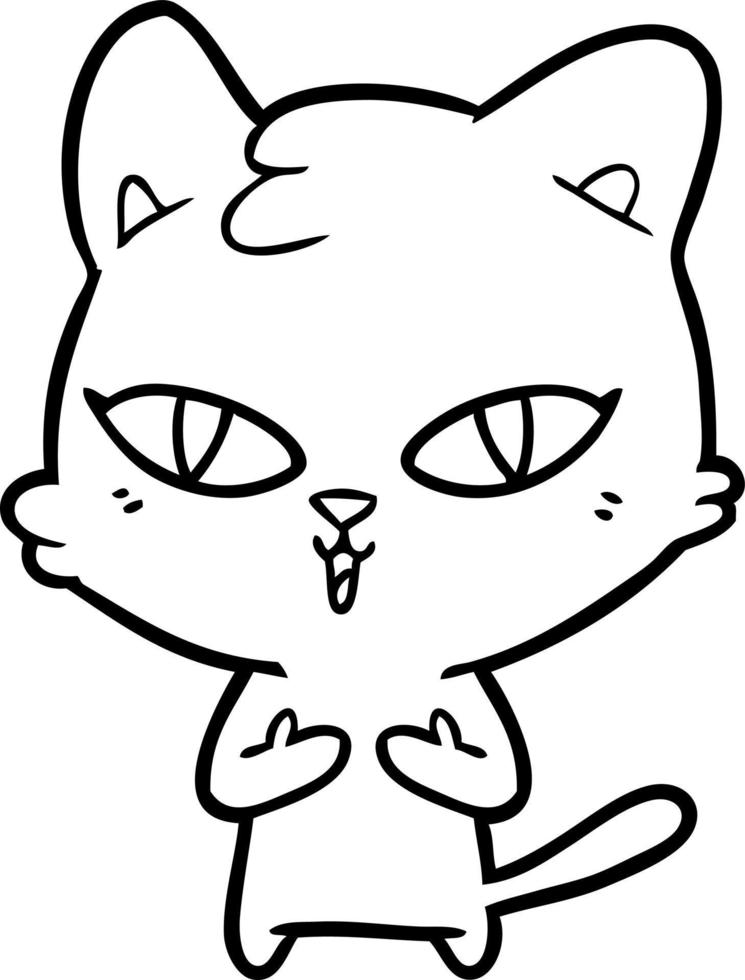 dessin au trait chat de dessin animé vecteur