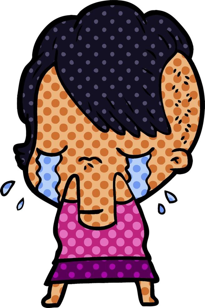 dessin animé fille qui pleure vecteur