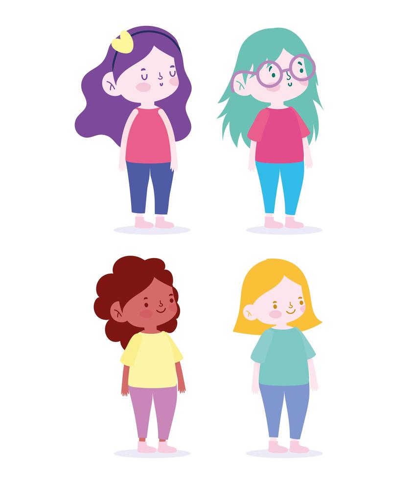 ensemble de personnages de petites filles vecteur