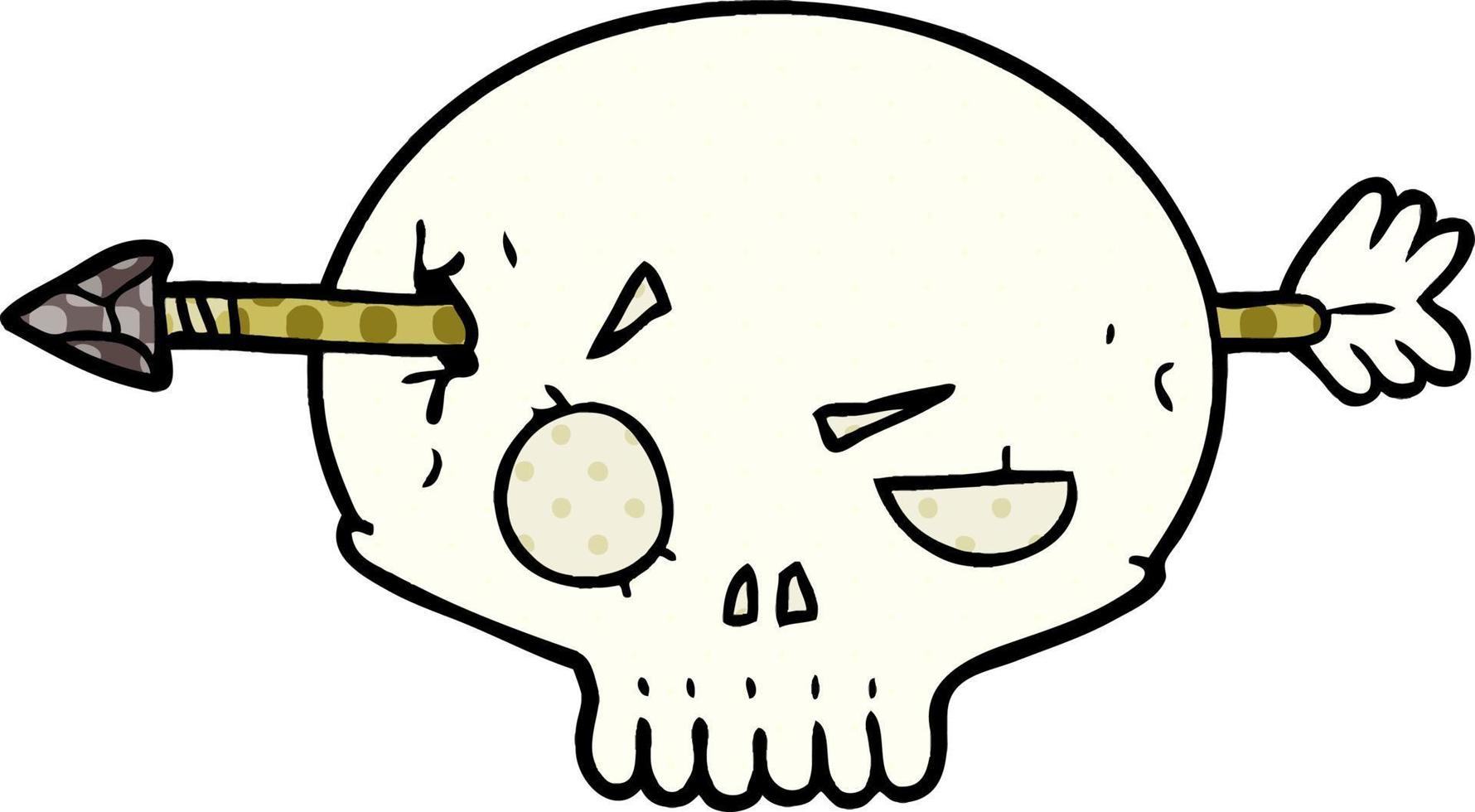 crâne de dessin animé traversé par une flèche vecteur