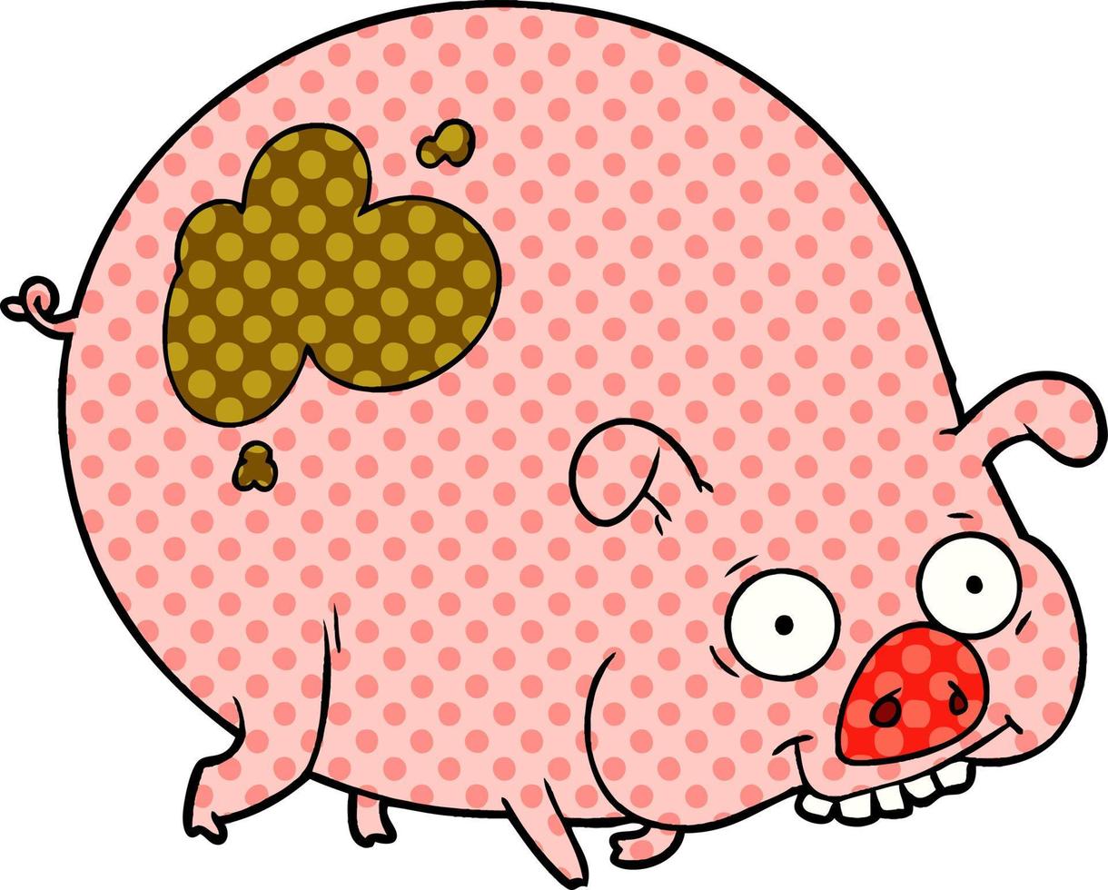 dessin animé cochon boueux vecteur