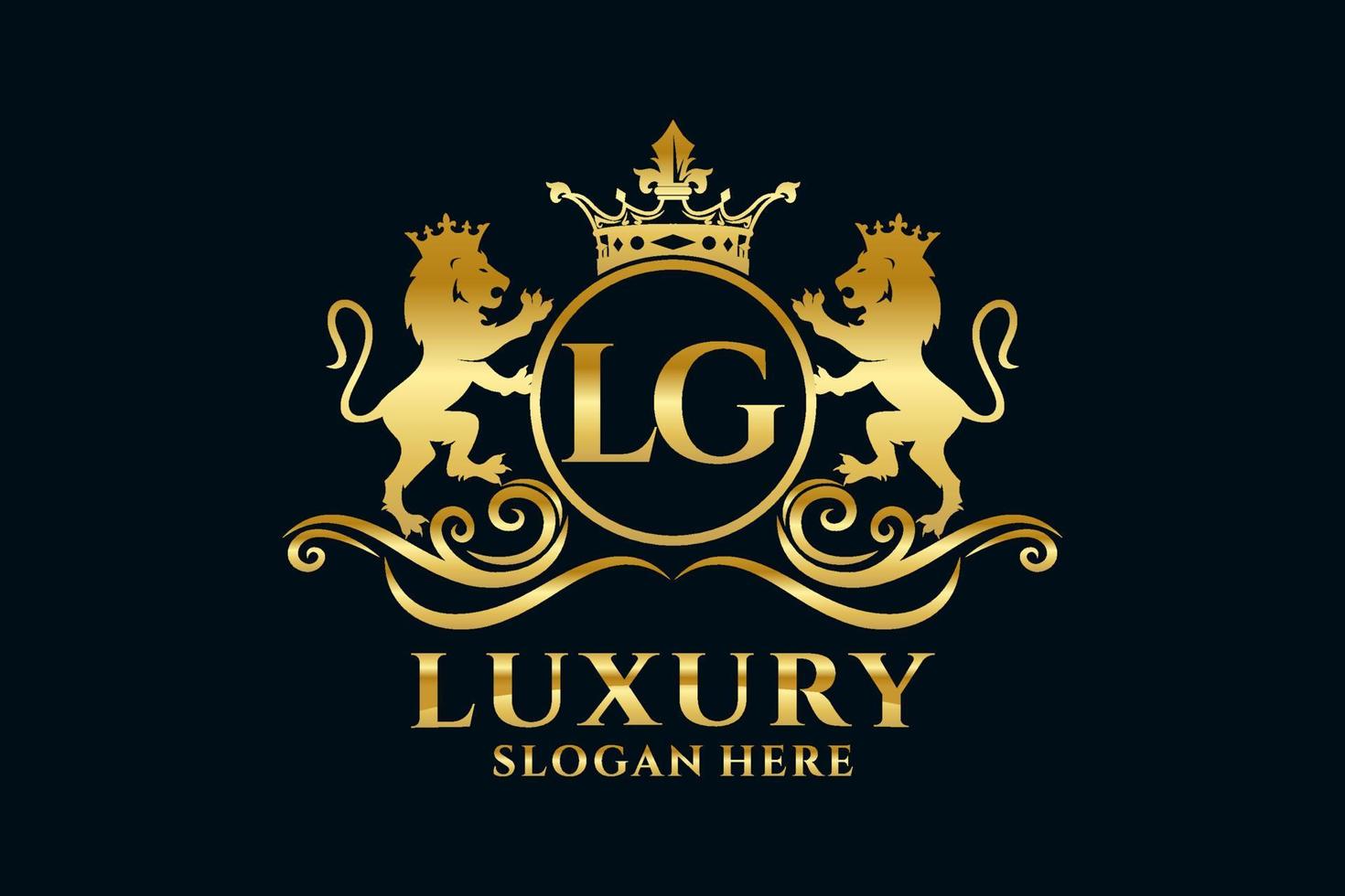 modèle initial de logo de luxe lg lettre lion royal dans l'art vectoriel pour les projets de marque de luxe et autres illustrations vectorielles.