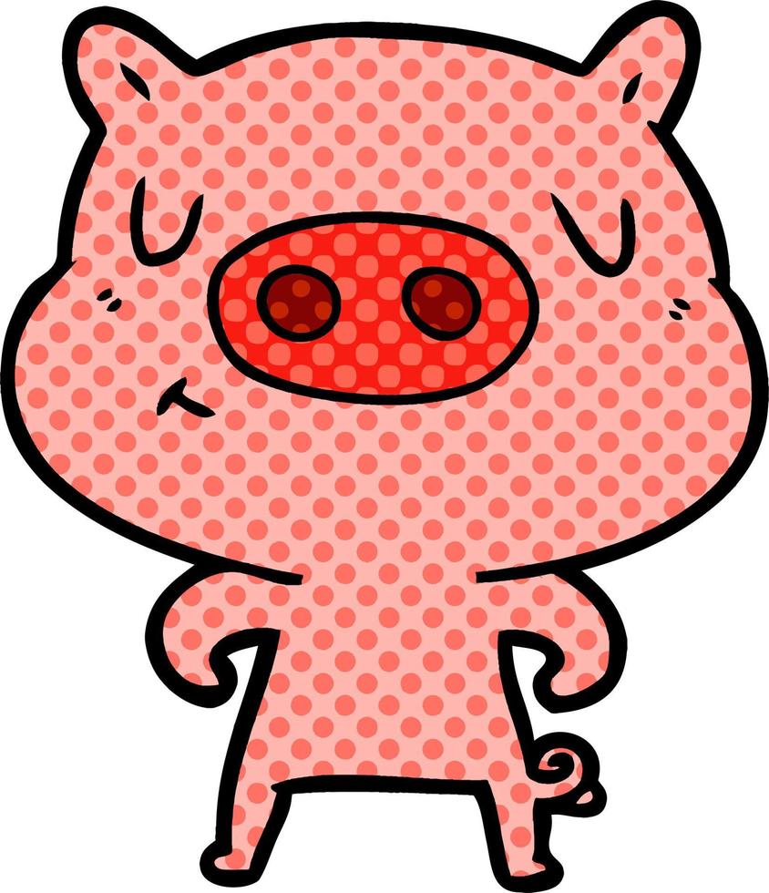 cochon de contenu de dessin animé vecteur