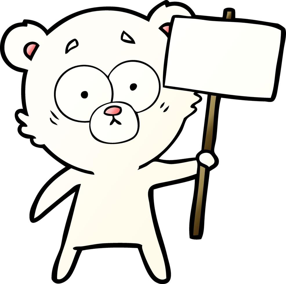 caricature d'ours polaire nerveux avec signe de protestation vecteur