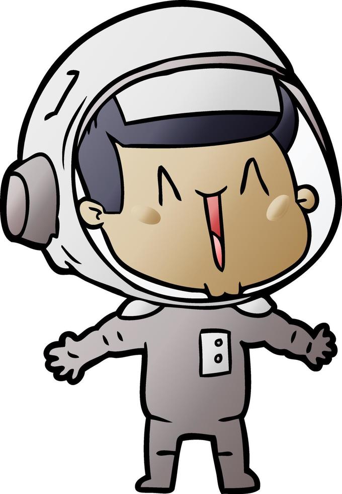 heureux, dessin animé, astronaute vecteur