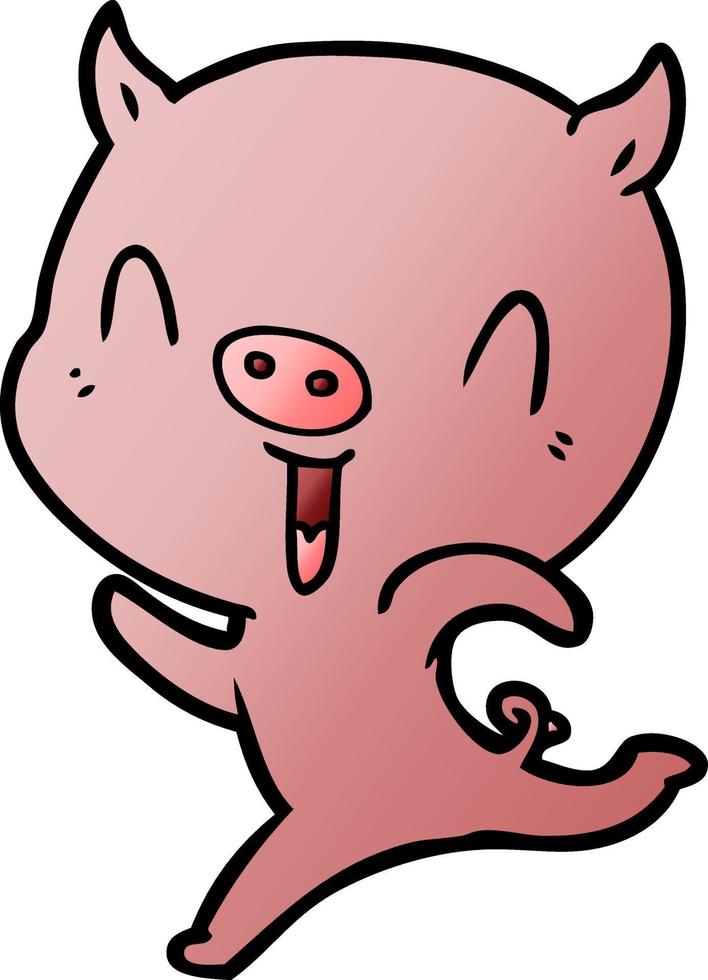heureux, dessin animé, cochon, courant vecteur