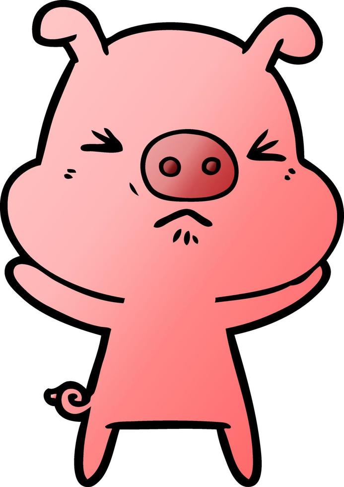 dessin animé cochon en colère vecteur