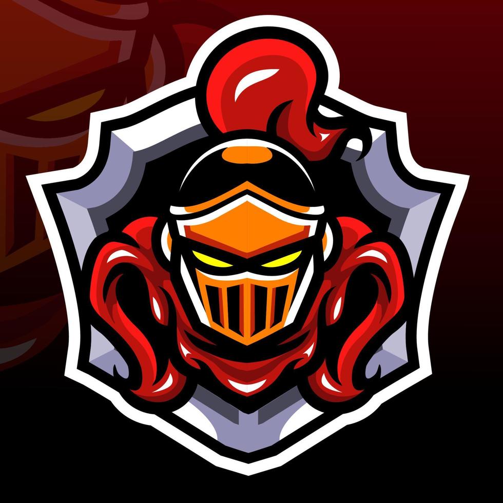 mascotte tête de chevalier. création de logo esport vecteur