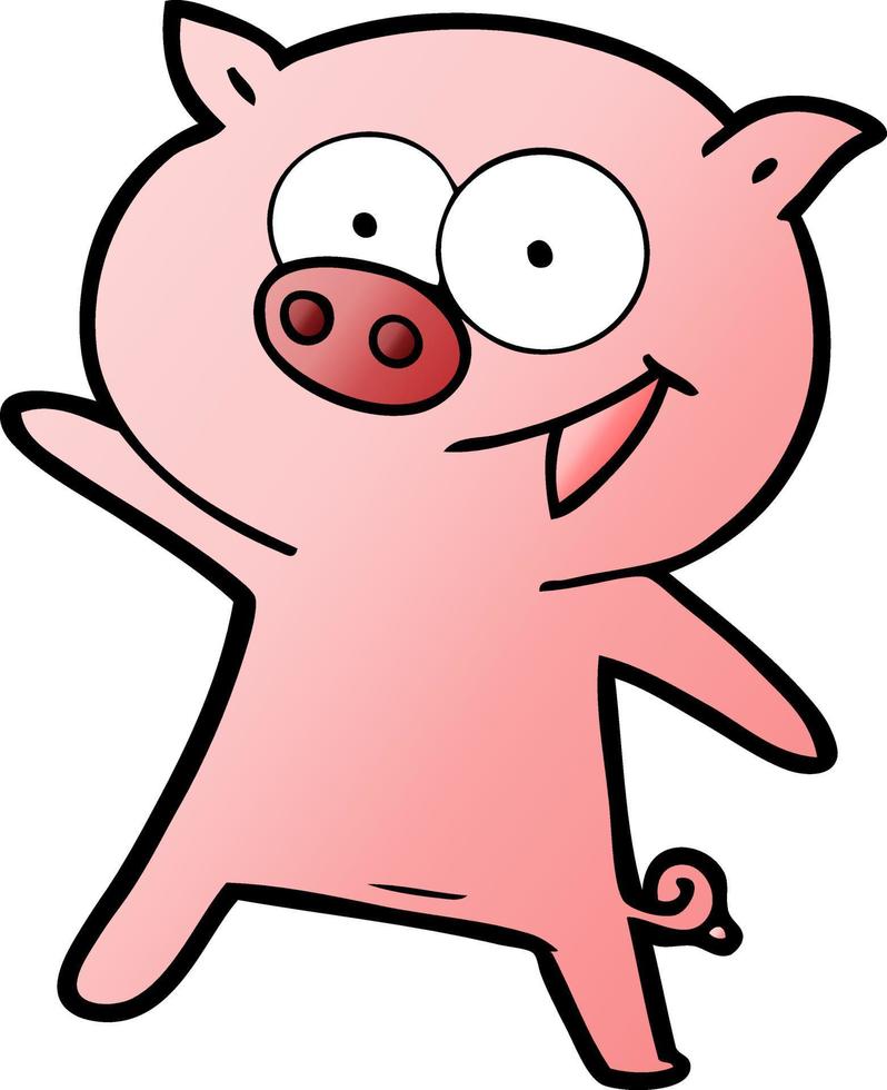 dessin animé joyeux cochon dansant vecteur