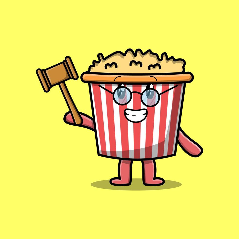 mignon, dessin animé, mascotte, caractère, sage, juge, pop-corn vecteur