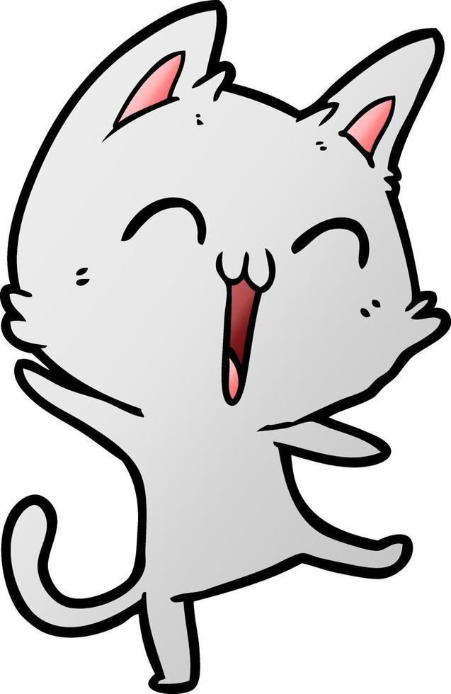 chat de dessin animé heureux qui miaule vecteur