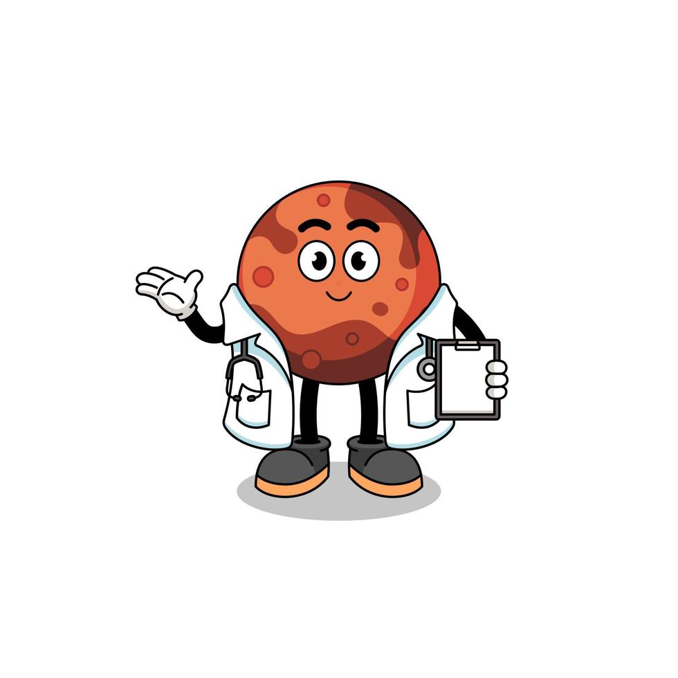 mascotte de dessin animé du médecin de la planète mars vecteur