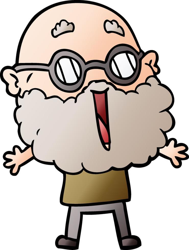 dessin animé joyeux homme avec barbe vecteur