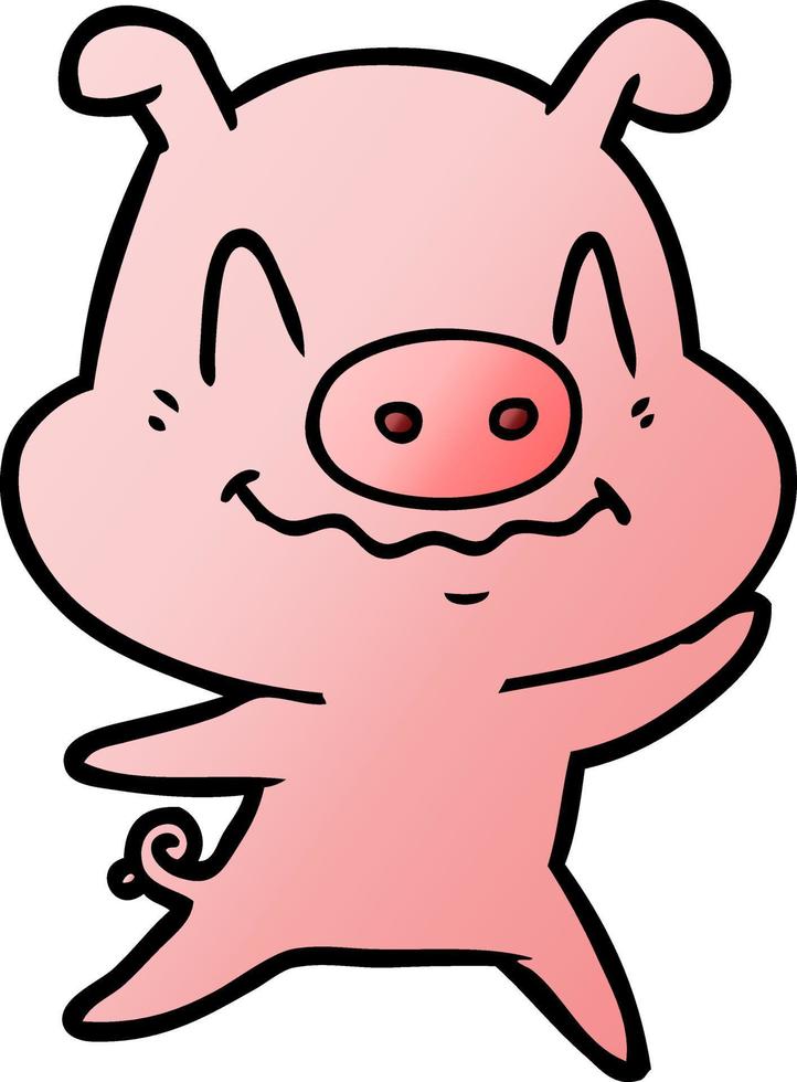 cochon de dessin animé nerveux vecteur