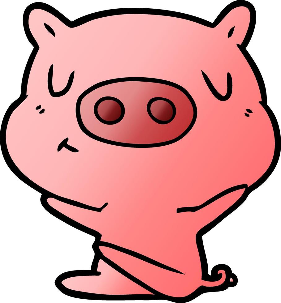 cochon de contenu de dessin animé vecteur