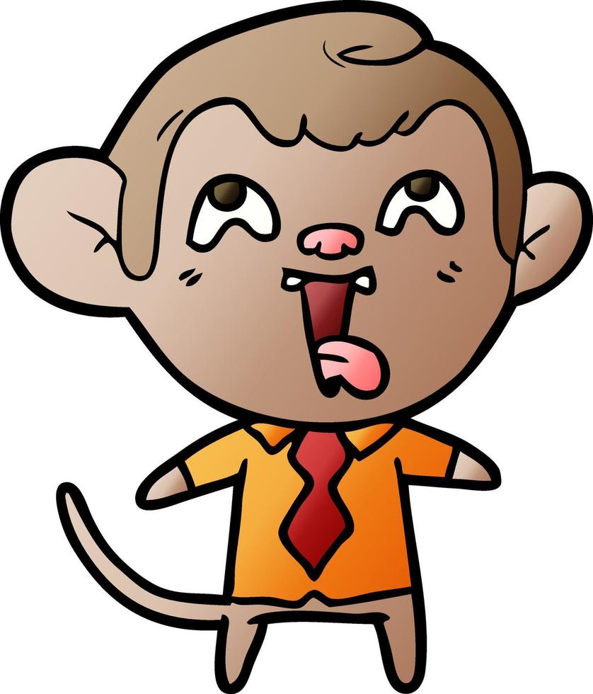 singe fou de dessin animé en chemise et cravate vecteur